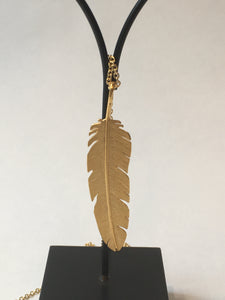 Gold Feather Pendant Large