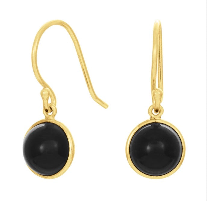 Drop Stone Earrings Black Onyx