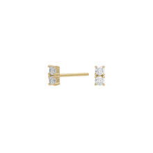 Load image into Gallery viewer, Gold Double Cubic Zirconia Earrings 5mm
