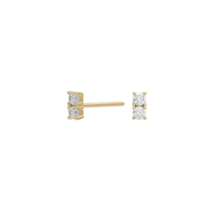 Gold Double Cubic Zirconia Earrings 5mm