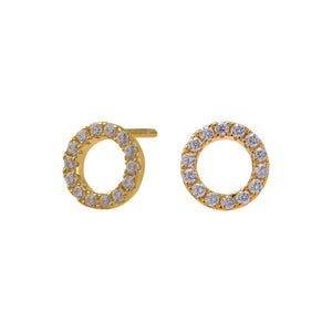 Gold Plated Sterling silver Stud Circle Earrings. 8mm