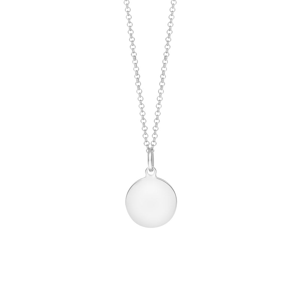 Men's  rhodium-plated sterling silver disc necklace