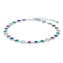 Load image into Gallery viewer, Multi Colour CZ Silver Bracelet

