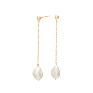 Silver Earring Baroque Freshwater Pearl on Chain 55mm